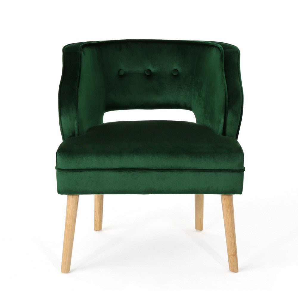 Joen Accent Armchair | Curved Back | Emerald Green Velvet BM337080