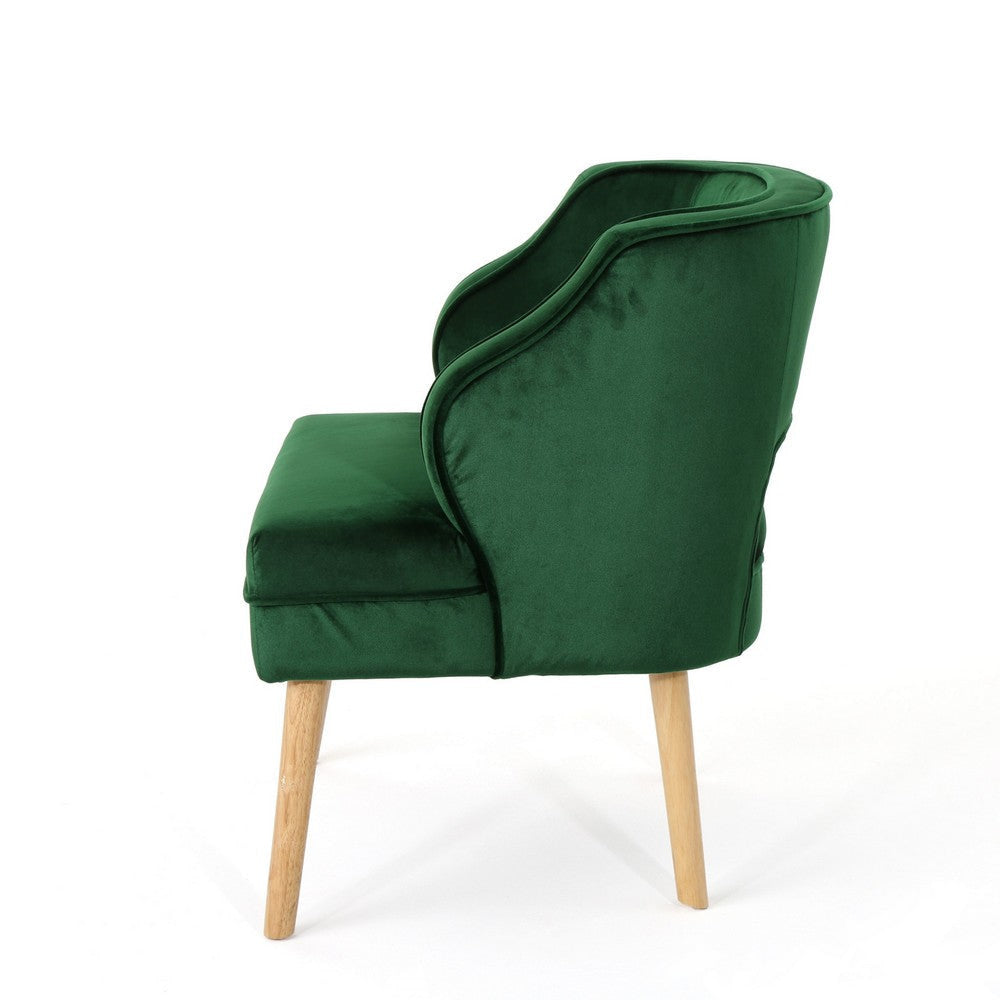 Joen Accent Armchair | Curved Back | Emerald Green Velvet BM337080