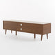 Gavin 59"  TV Stand Cabinet I Low Height w Glass Shelf, Brown Wood