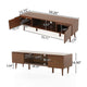 Gavin 59"  TV Stand Cabinet I Low Height w Glass Shelf, Brown Wood