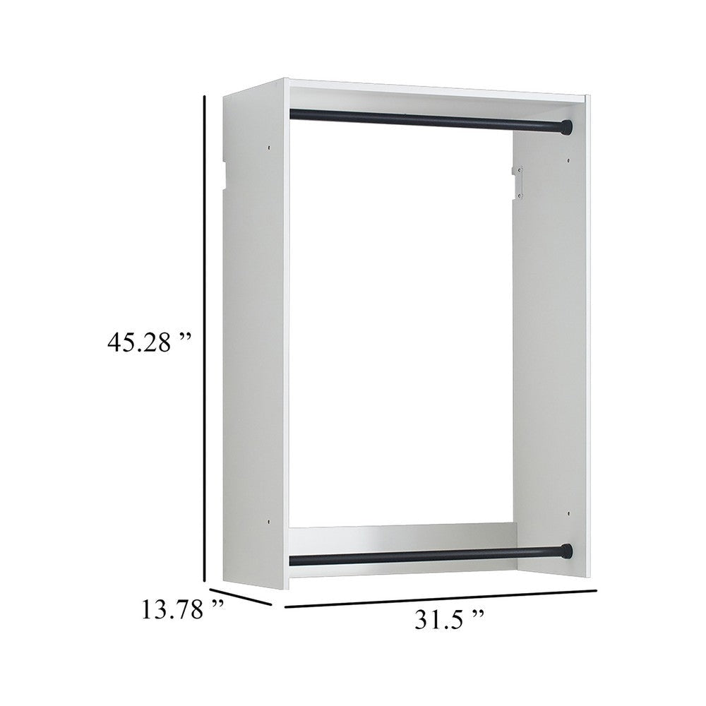 Vedz Wall Mounted Walk in Closet | 2 Hanging Rods | White Melamine