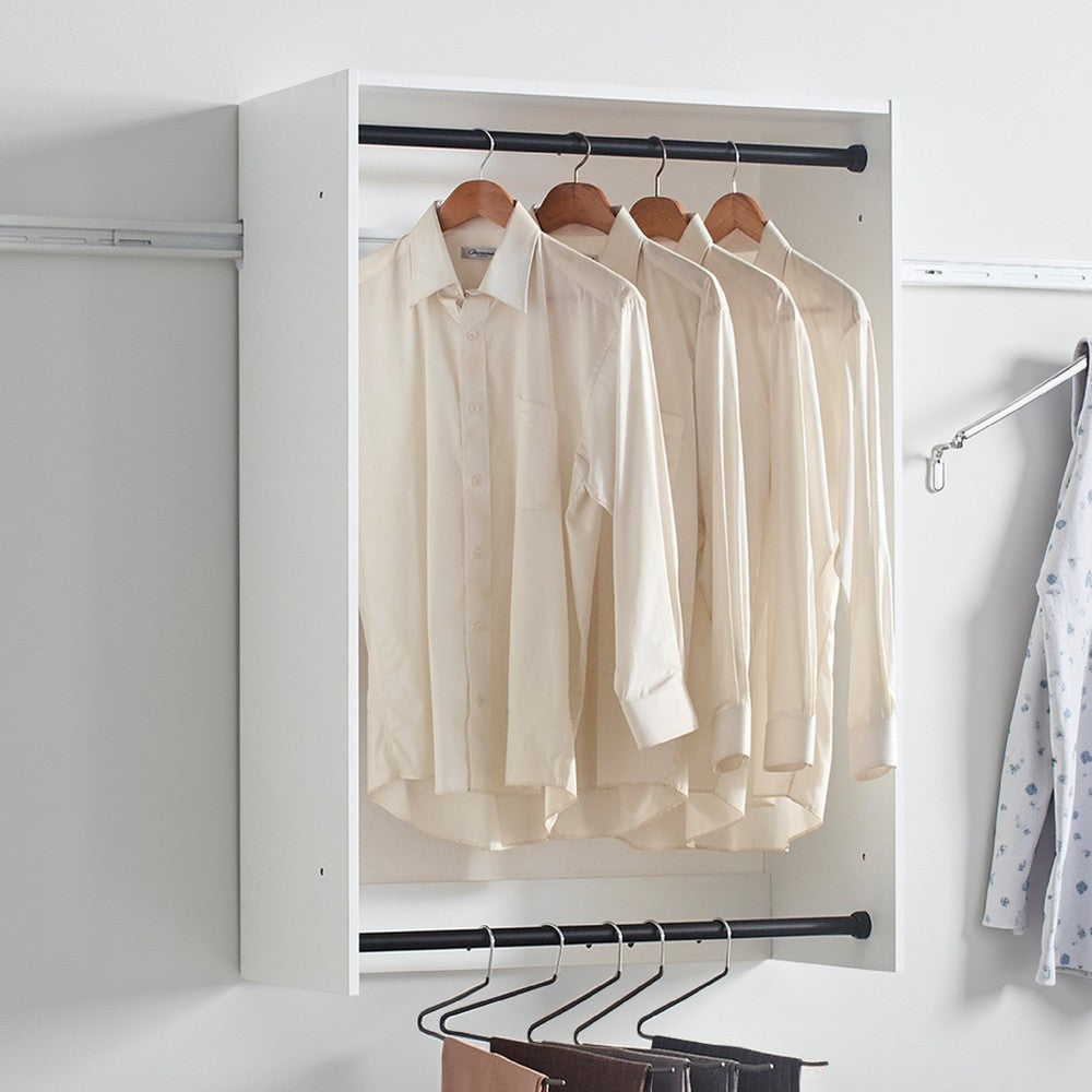 Vedz Wall Mounted Walk in Closet | 2 Hanging Rods | White Melamine
