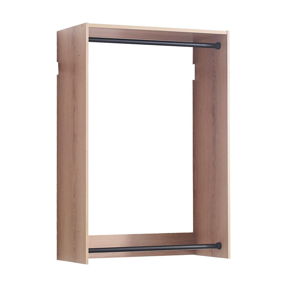 Vedz Wall Mounted Walk in Closet | 2 Hanging Rods | Oak Brown Melamine