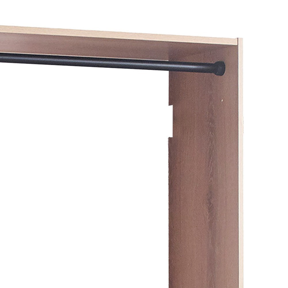 Vedz Wall Mounted Walk in Closet | 2 Hanging Rods | Oak Brown Melamine