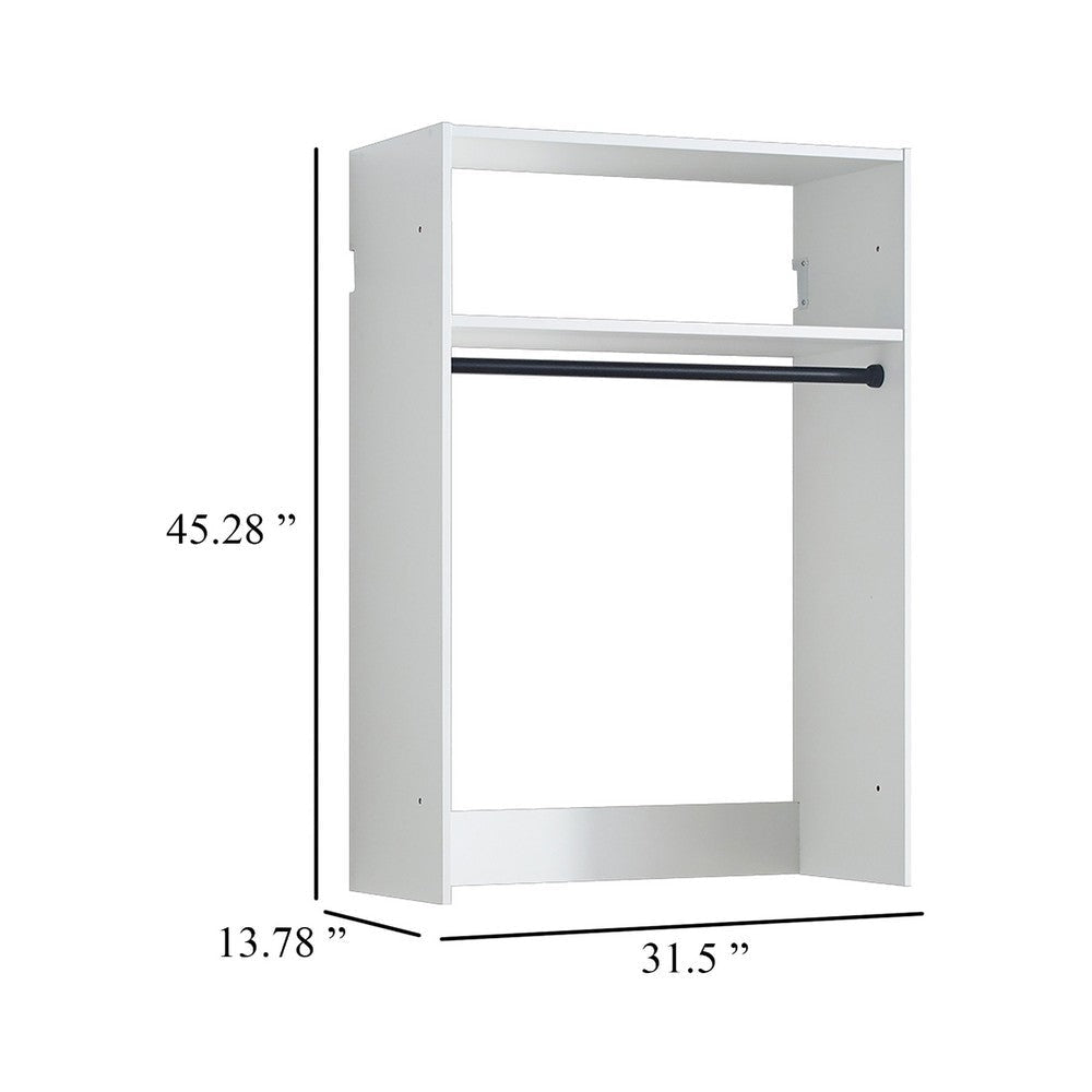 Vedz Wall Mount Walk in Closet | 1 Shelf | Hanging Rod | White