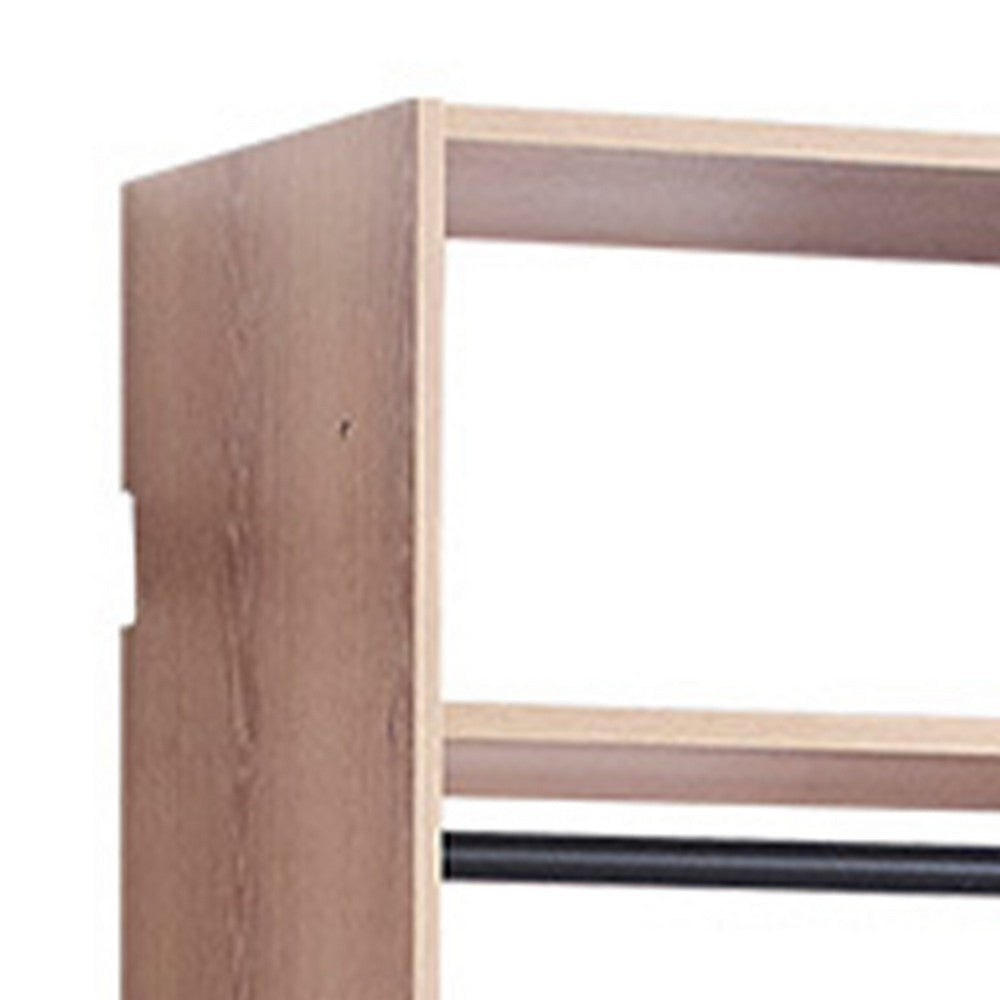 Vedz Wall Mount Walk in Closet | 1 Shelf w Hanging Rod | Oak Brown