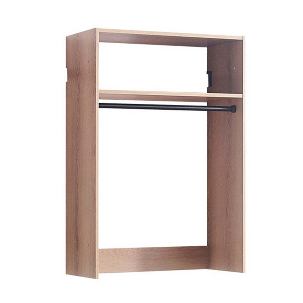 Vedz Wall Mount Walk in Closet | 1 Shelf w Hanging Rod | Oak Brown