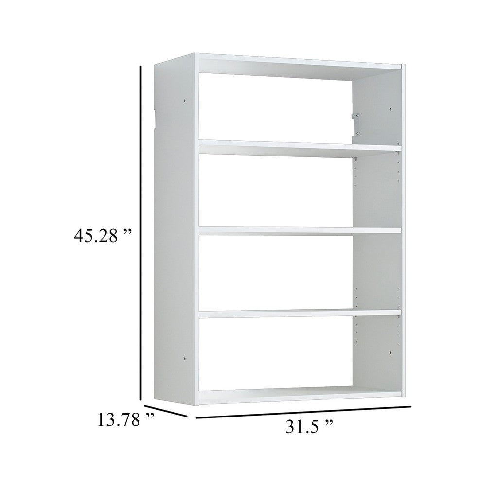 Vedz Wall Mount Adjustable Shelf | 4 Open Shelves | White Melamine