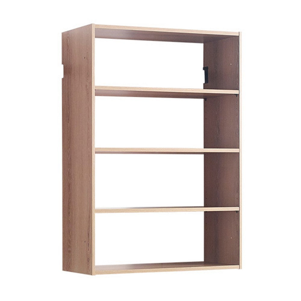 Vedz Wall Mount Adjustable Shelf | 4 Open Shelves | Oak Brown Melamine