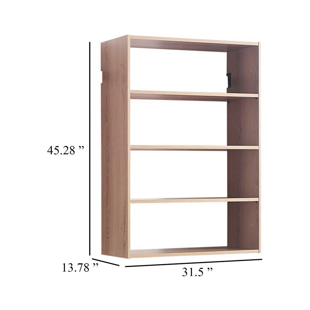 Vedz Wall Mount Adjustable Shelf | 4 Open Shelves | Oak Brown Melamine