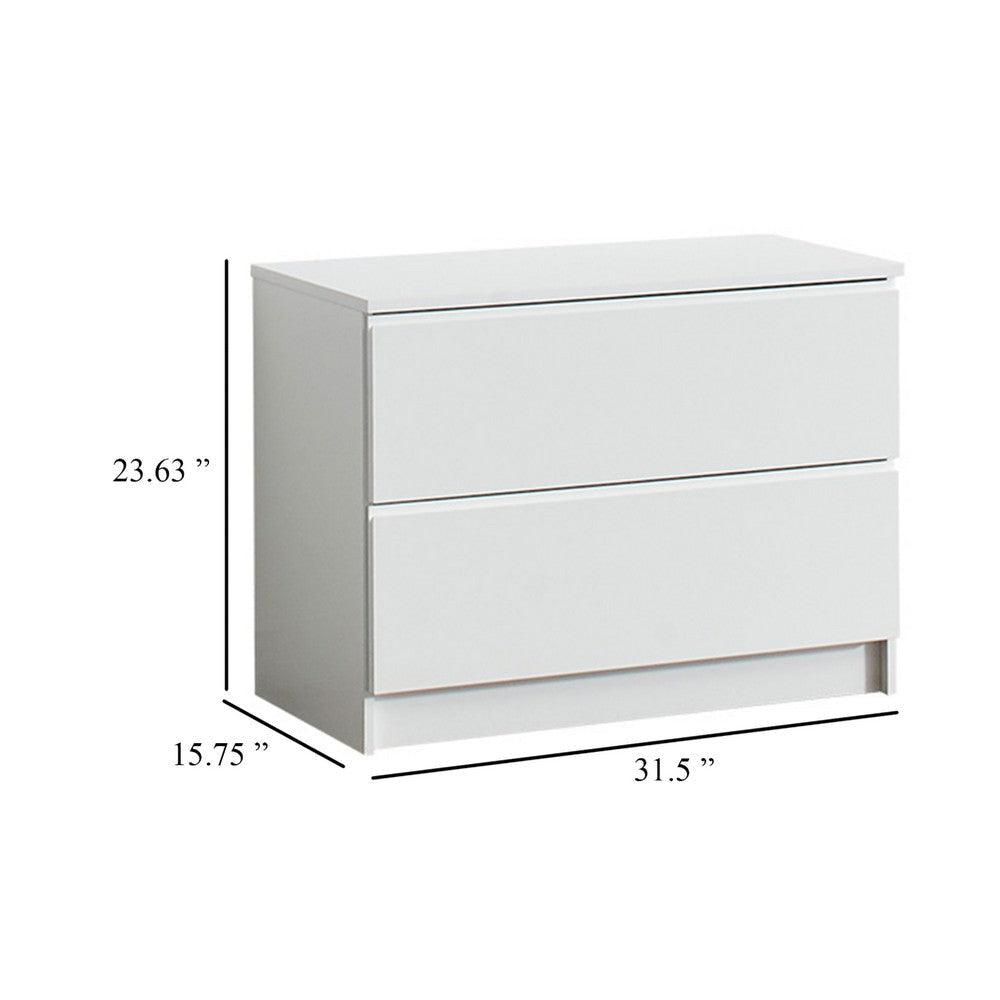 Vedz Dresser Unit with 2 Drawers | Modern White Melamine Finish