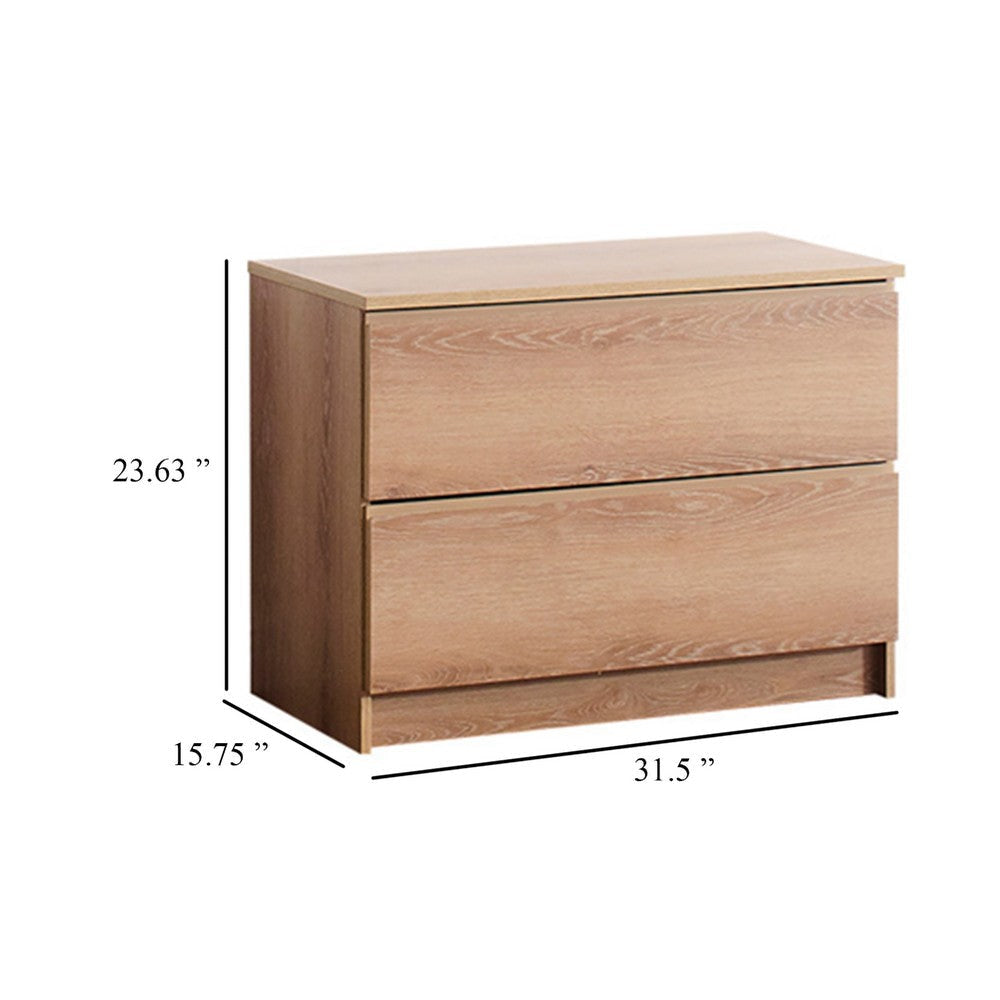 Vedz Dresser Unit with 2 Drawers | Modern Oak Brown Melamine Finish