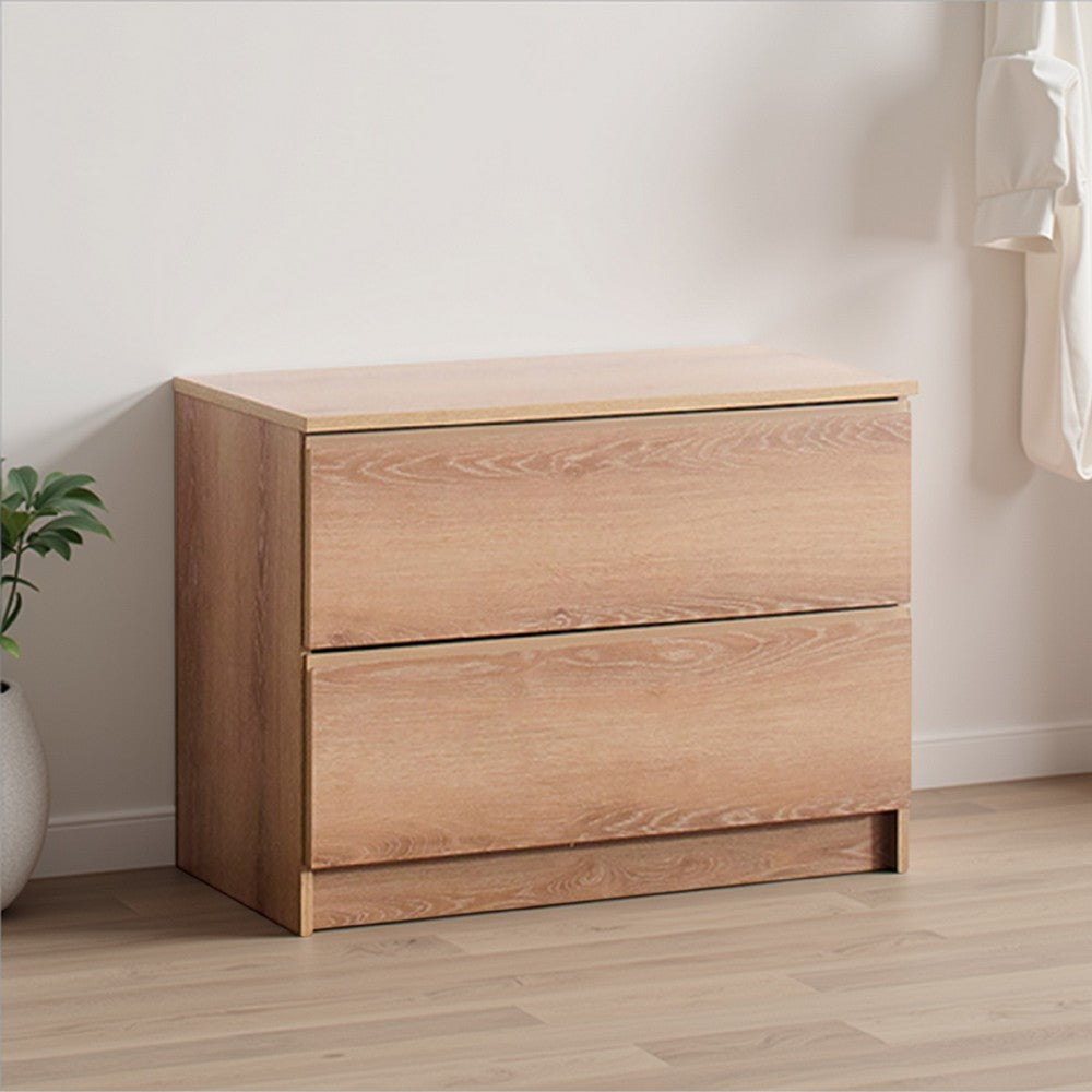 Vedz Dresser Unit with 2 Drawers | Modern Oak Brown Melamine Finish