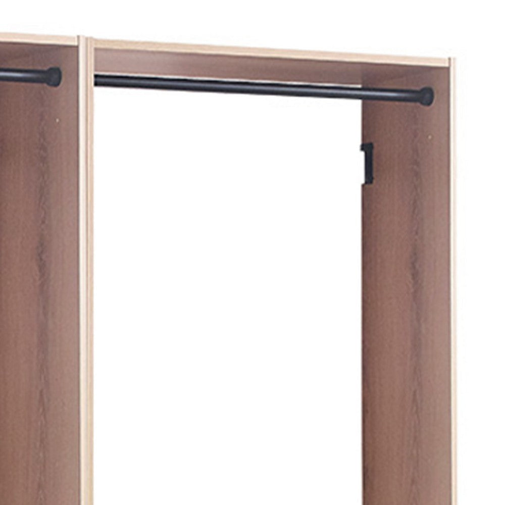 Vedz Wall Mounted Closet Set | 6 Hanging Rods | Oak Brown Melamine