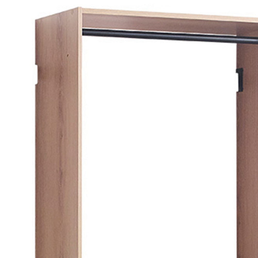 Vedz Wall Mounted Closet Set | 6 Hanging Rods | Oak Brown Melamine