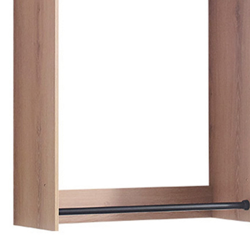 Vedz Wall Mounted Closet Set | 6 Hanging Rods | Oak Brown Melamine