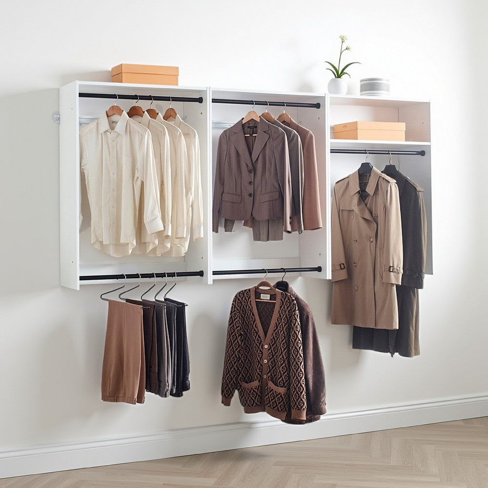 Vedz Wall Mount Closet Set | 1 Side Shelf 5 Hanging Rods | White