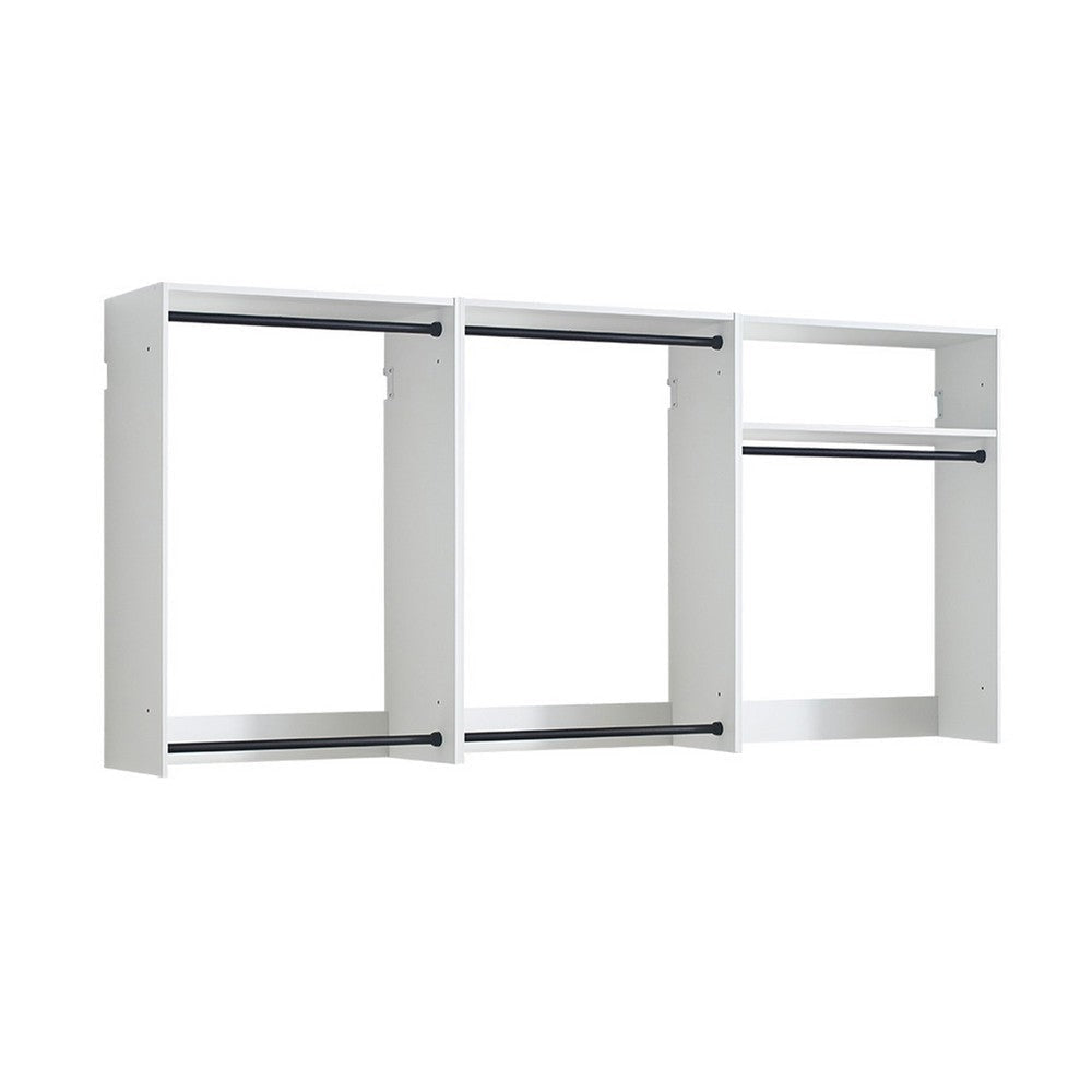 Vedz Wall Mount Closet Set | 1 Side Shelf 5 Hanging Rods | White
