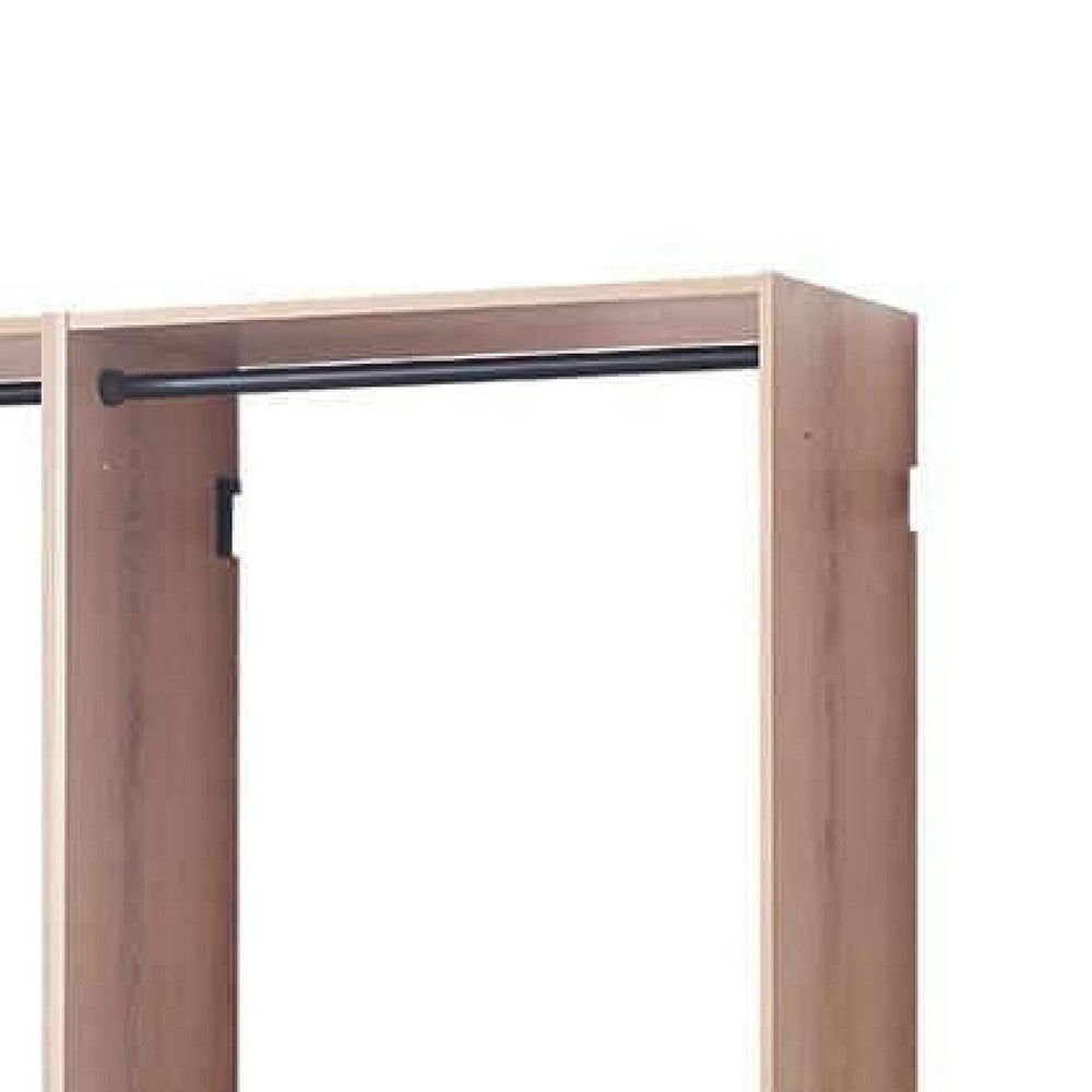 Vedz Wall Mount Closet Set | 1 Side Shelf 5 Hanging Rods | Oak Brown