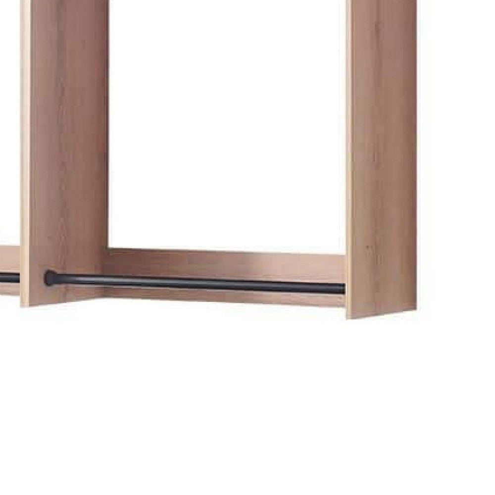 Vedz Wall Mount Closet Set | 1 Side Shelf 5 Hanging Rods | Oak Brown