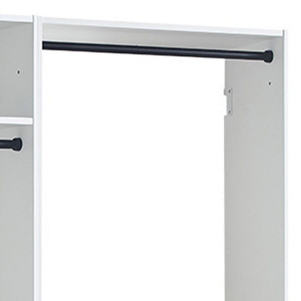 Vedz Wall Mount Closet Set | 1 Center Shelf 5 Hanging Rods | White