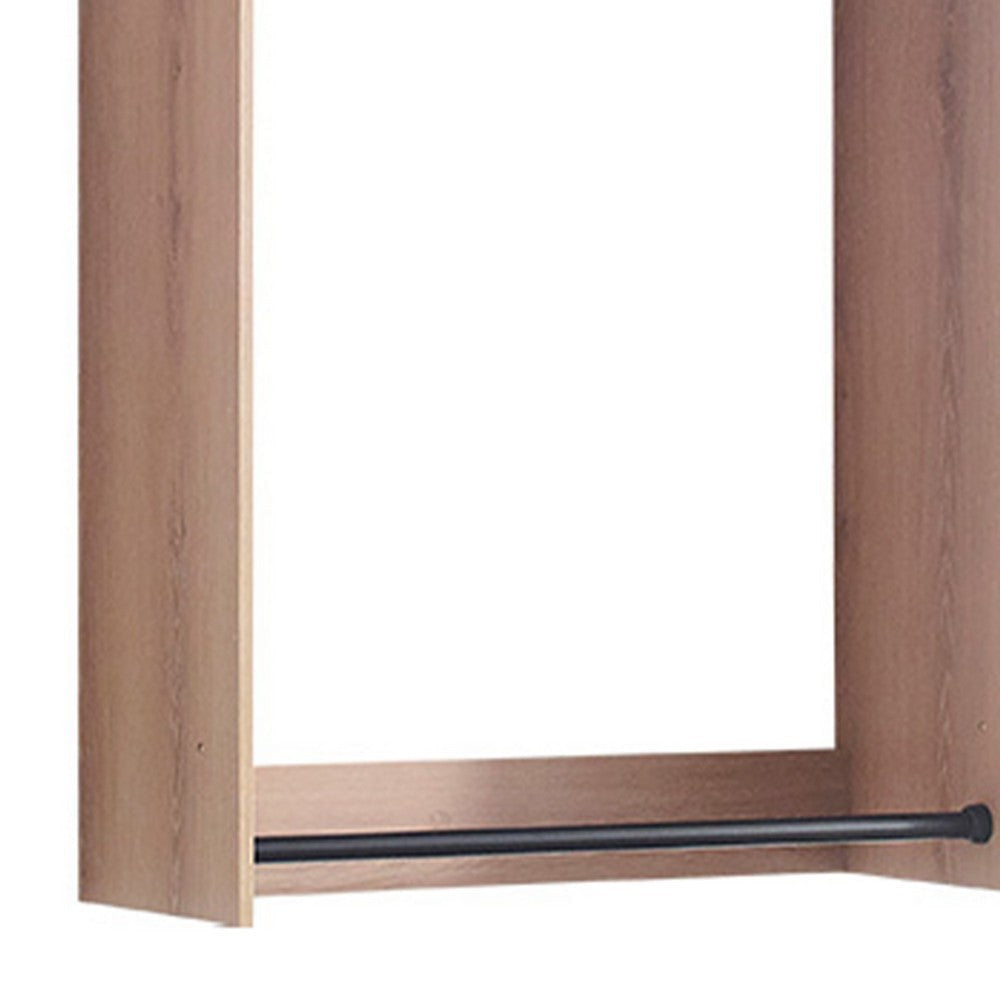 Vedz Wall Mount Closet Set | Center Shelf 5 Hanging Rods | Oak Brown