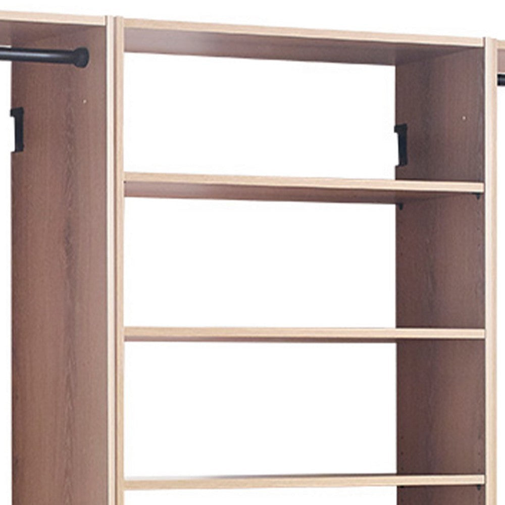 Vedz Walk in Closet w 2 Drawers | 4 Shelves w Hanging Rods | Brown