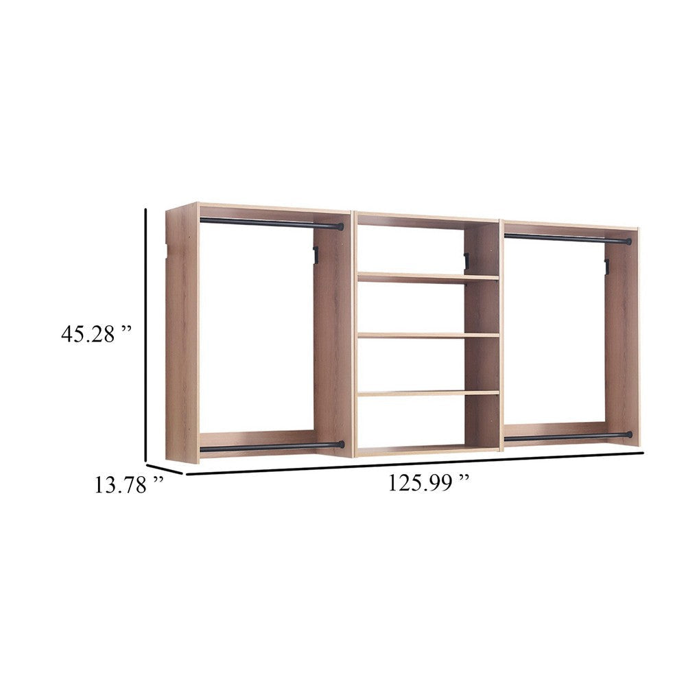 Vedz Walk in Closet w 2 Drawers | 4 Shelves w Hanging Rods | Brown