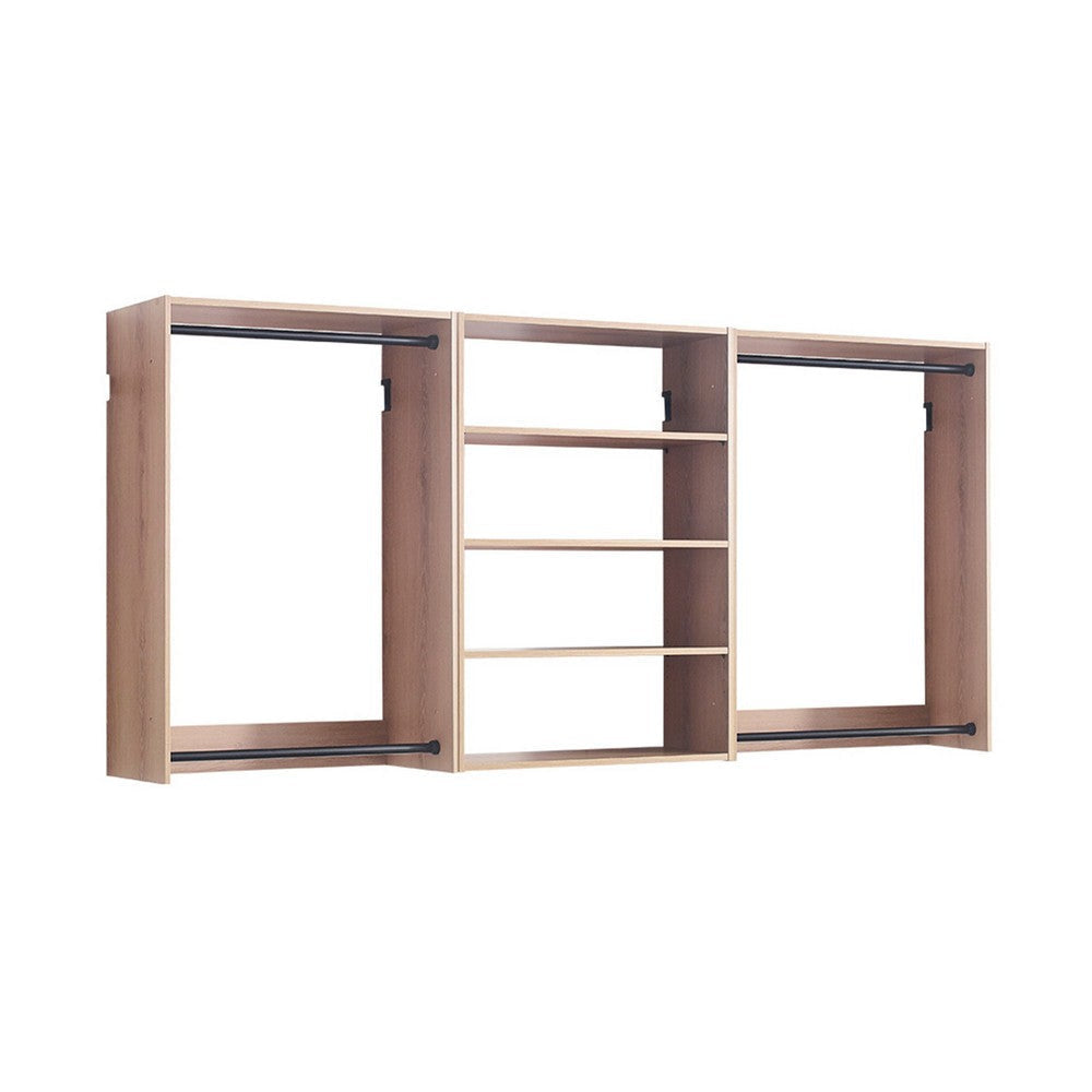 Vedz Walk in Closet w 2 Drawers | 4 Shelves w Hanging Rods | Brown