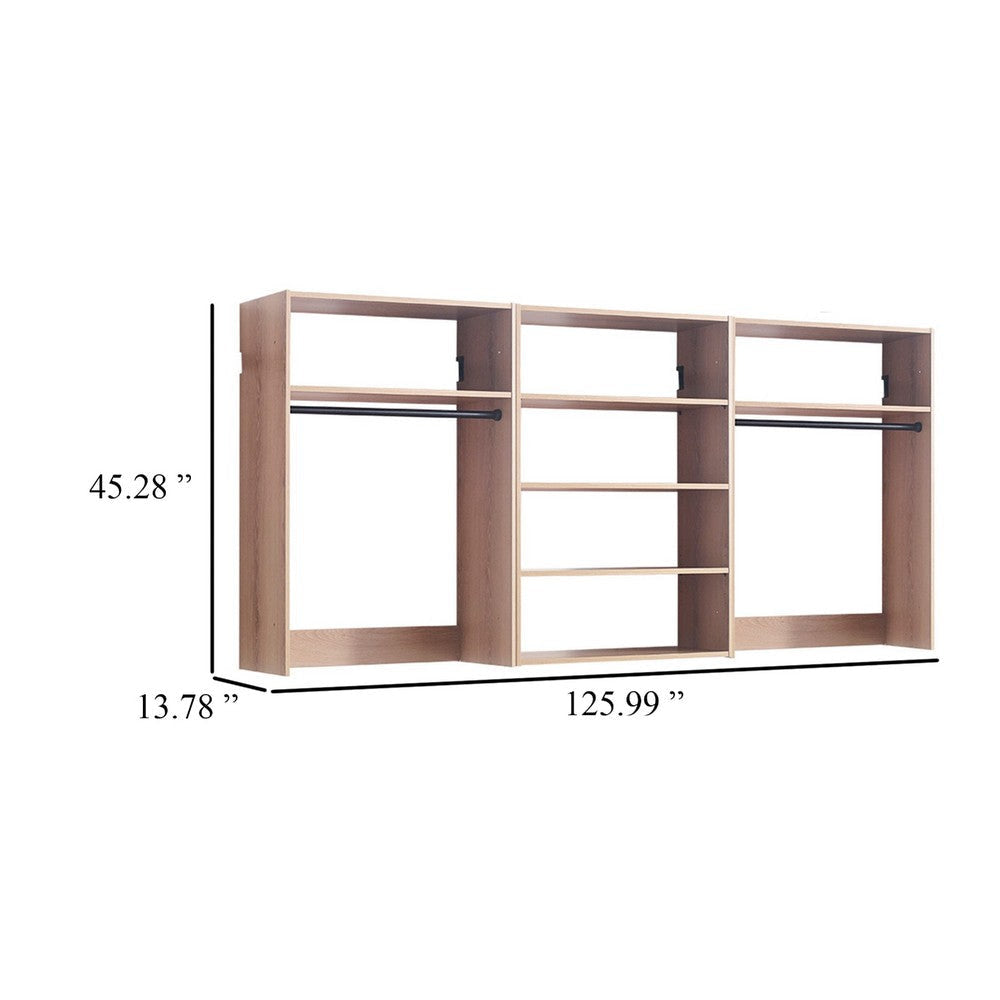 Vedz Walk in Closet w 2 Drawers | 6 Shelves | 2 Hanging Rods | Brown