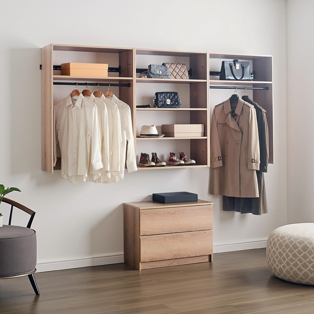 Vedz Walk in Closet w 2 Drawers | 6 Shelves | 2 Hanging Rods | Brown