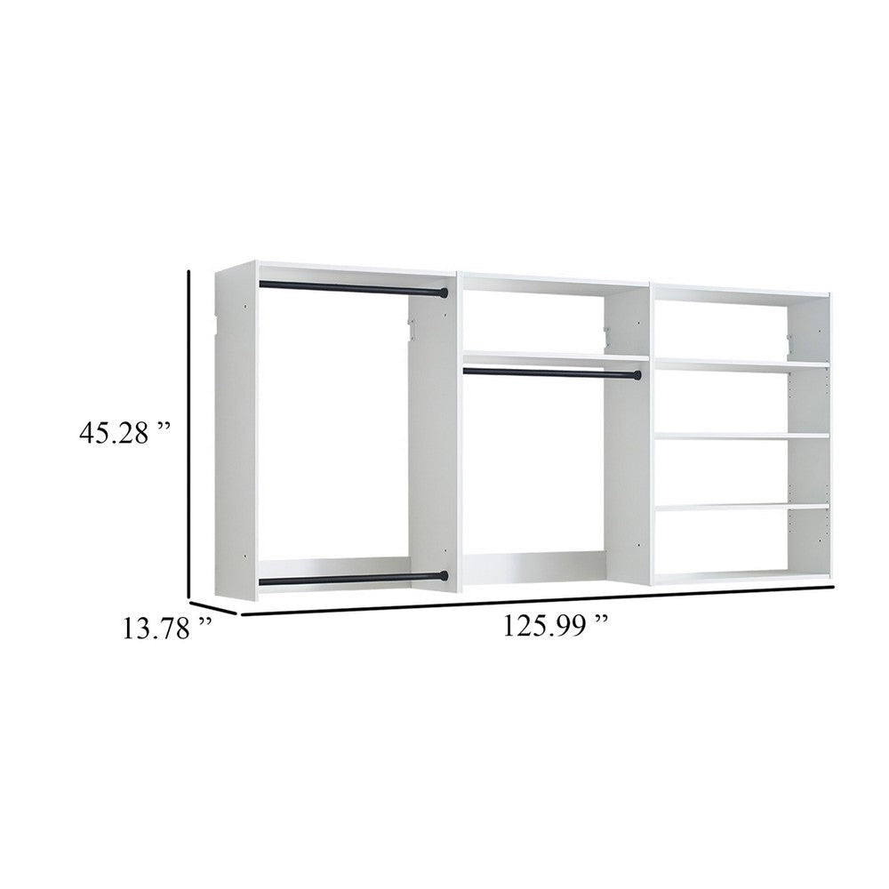 Vedz Walk in Closet w 2 Drawers | 5 Shelves | 3 Hanging Rods | White