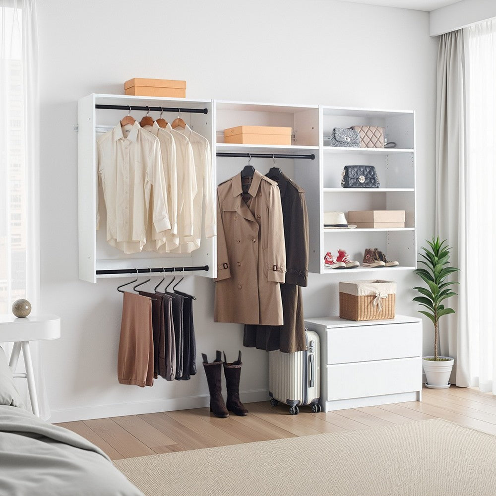 Vedz Walk in Closet w 2 Drawers | 5 Shelves | 3 Hanging Rods | White