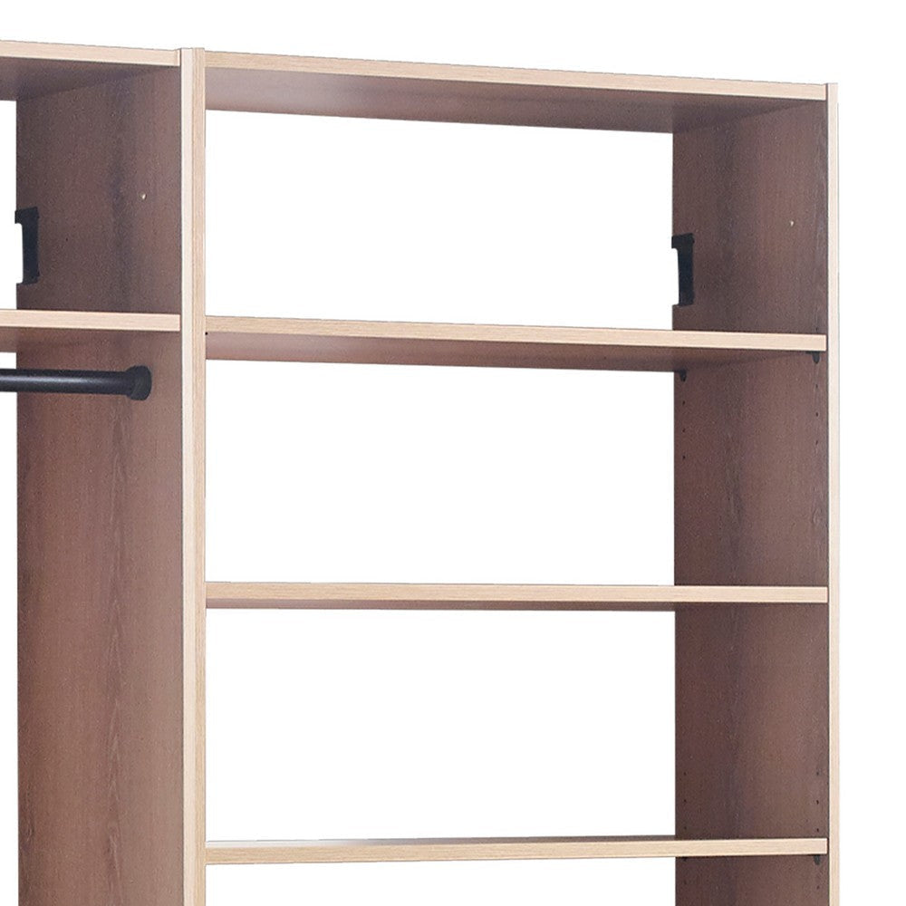 Vedz Walk in Closet w 2 Drawers | 5 Shelves | 3 Hanging Rods | Brown
