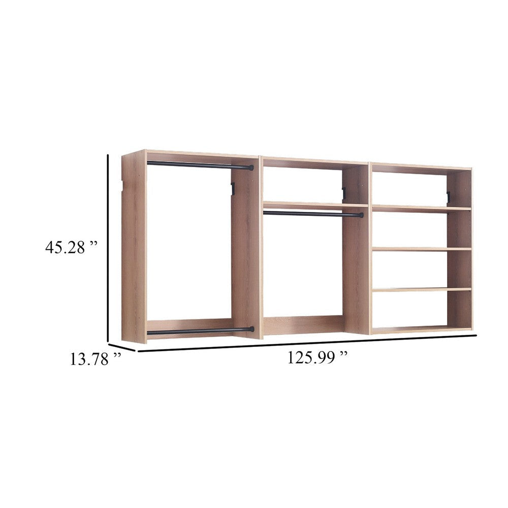 Vedz Walk in Closet w 2 Drawers | 5 Shelves | 3 Hanging Rods | Brown