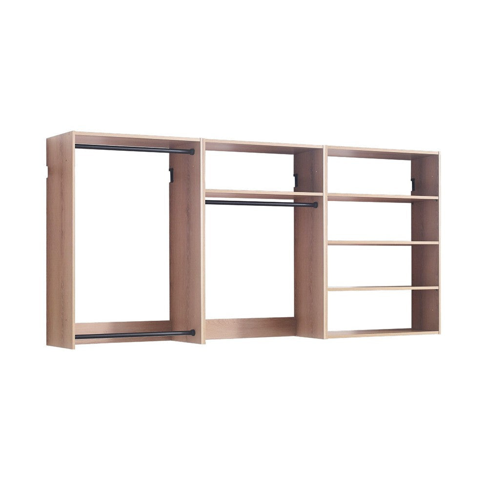 Vedz Walk in Closet w 2 Drawers | 5 Shelves | 3 Hanging Rods | Brown