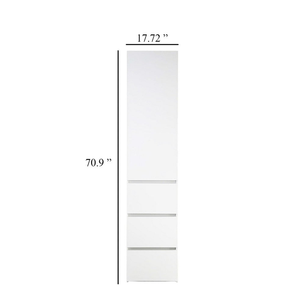 Ely Slim Closet Cabinet | 3 Drawers | 71’’ | White Melamine and Wood BM337102
