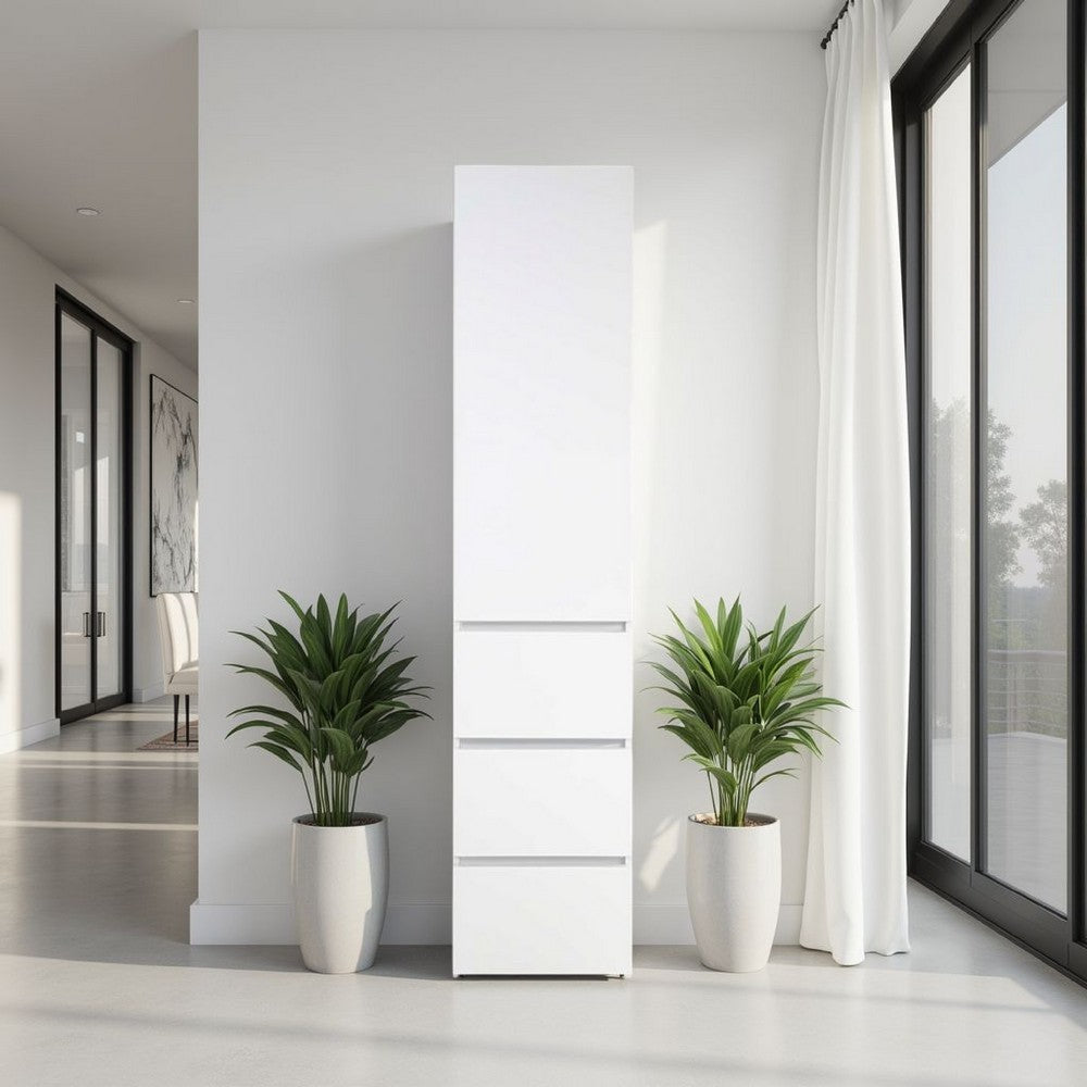 Ely Slim Closet Cabinet | 3 Drawers | 71" | White Melamine and Wood