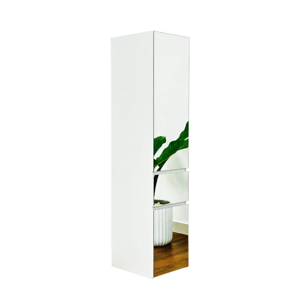 Ely Slim Closet Cabinet w Mirror | 1 Drawer | 71" | White Melamine