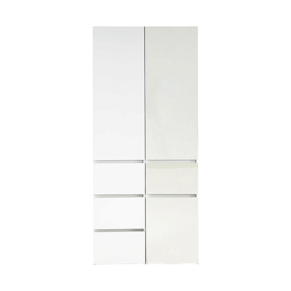 Ely Dual Closet Cabinet w Mirror | 4 Drawers | 71" | White Melamine