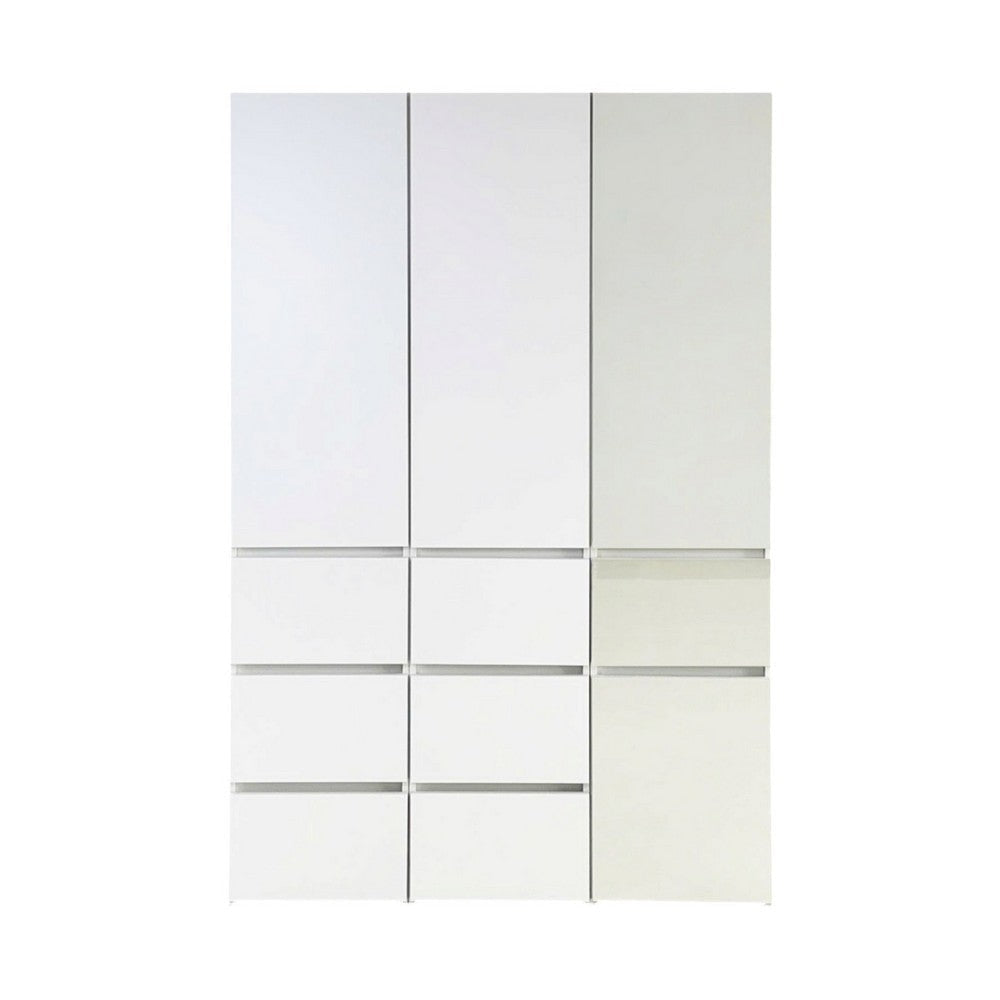 Ely Closet Cabinet Set | Mirrored Front | 7 Drawers | 71" | White Wood