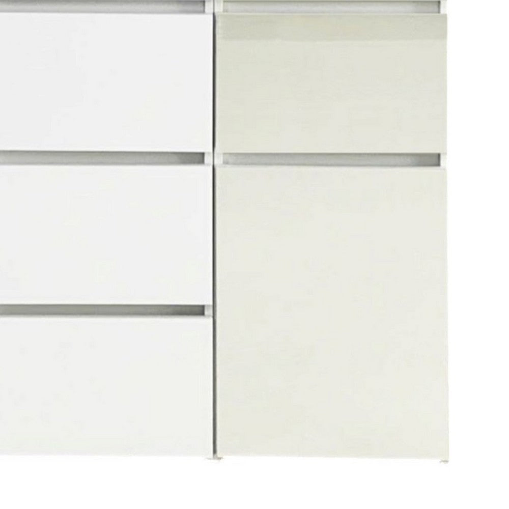 Ely Closet Cabinet Set | Mirrored Front | 7 Drawers | 71’’ | White Wood BM337105