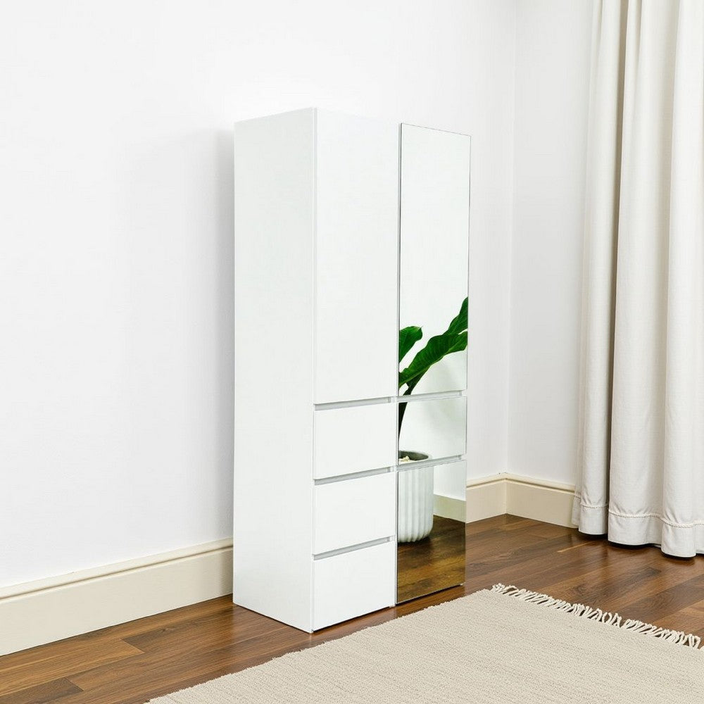 Ely Closet Cabinet Set | Mirrored Front | 7 Drawers | 71" | White Wood