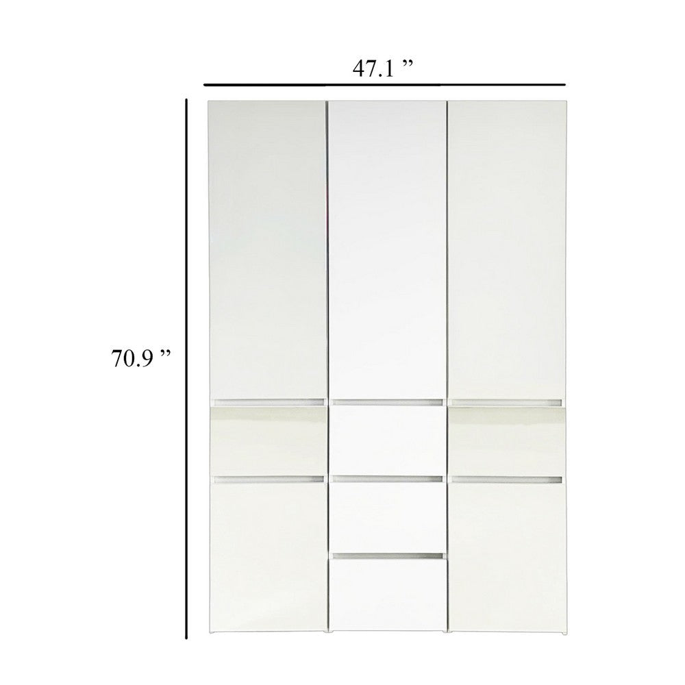 Ely Closet Cabinet Set | Double Mirror Doors | 5 Drawers | 71’’ | White BM337107
