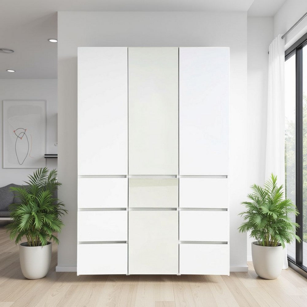 Ely Closet Cabinet Set | Double Mirror Doors | 5 Drawers | 71" | White