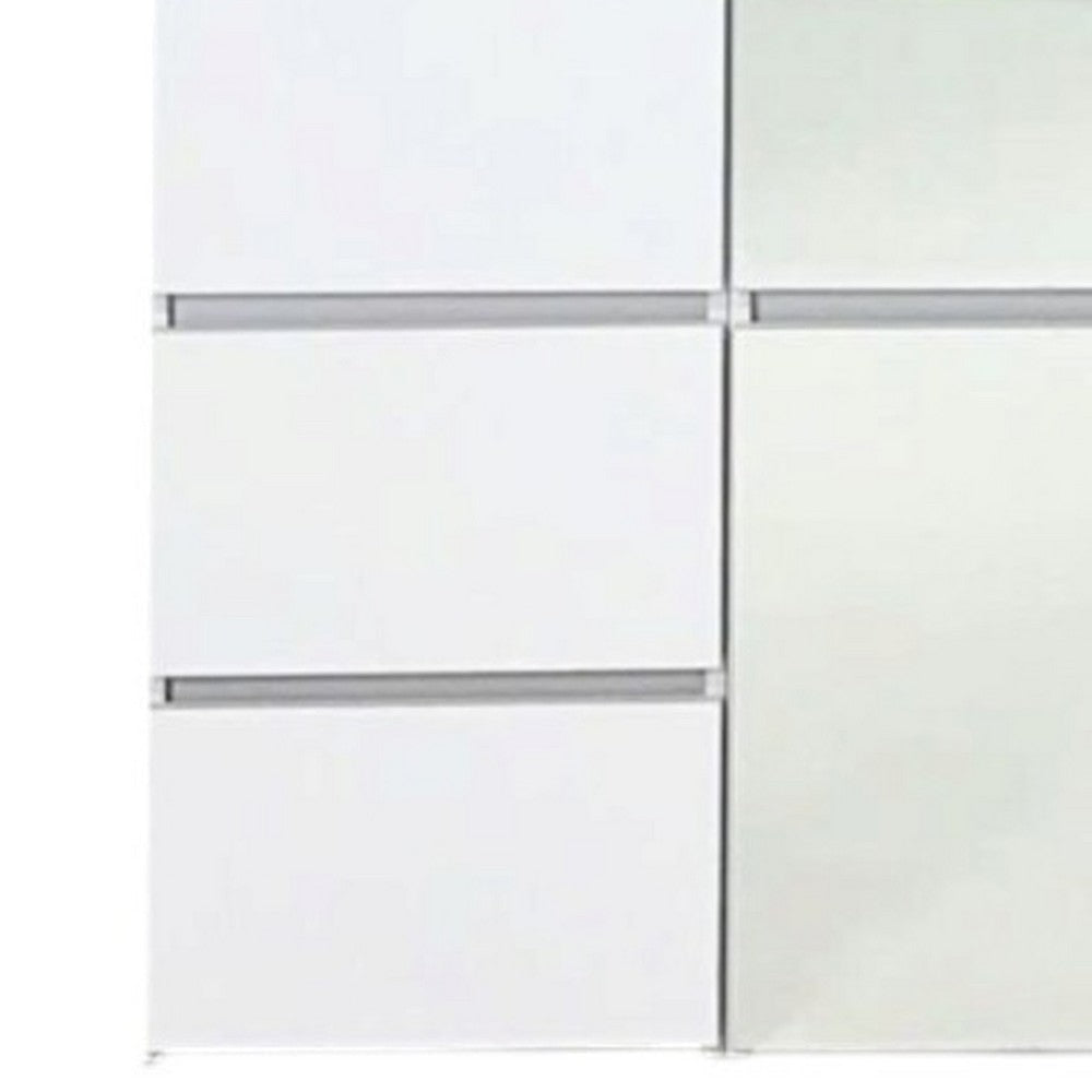 Ely Closet Cabinet Set | 2 Mirror Doors | 8 Drawers | 71’’ | White Wood BM337108