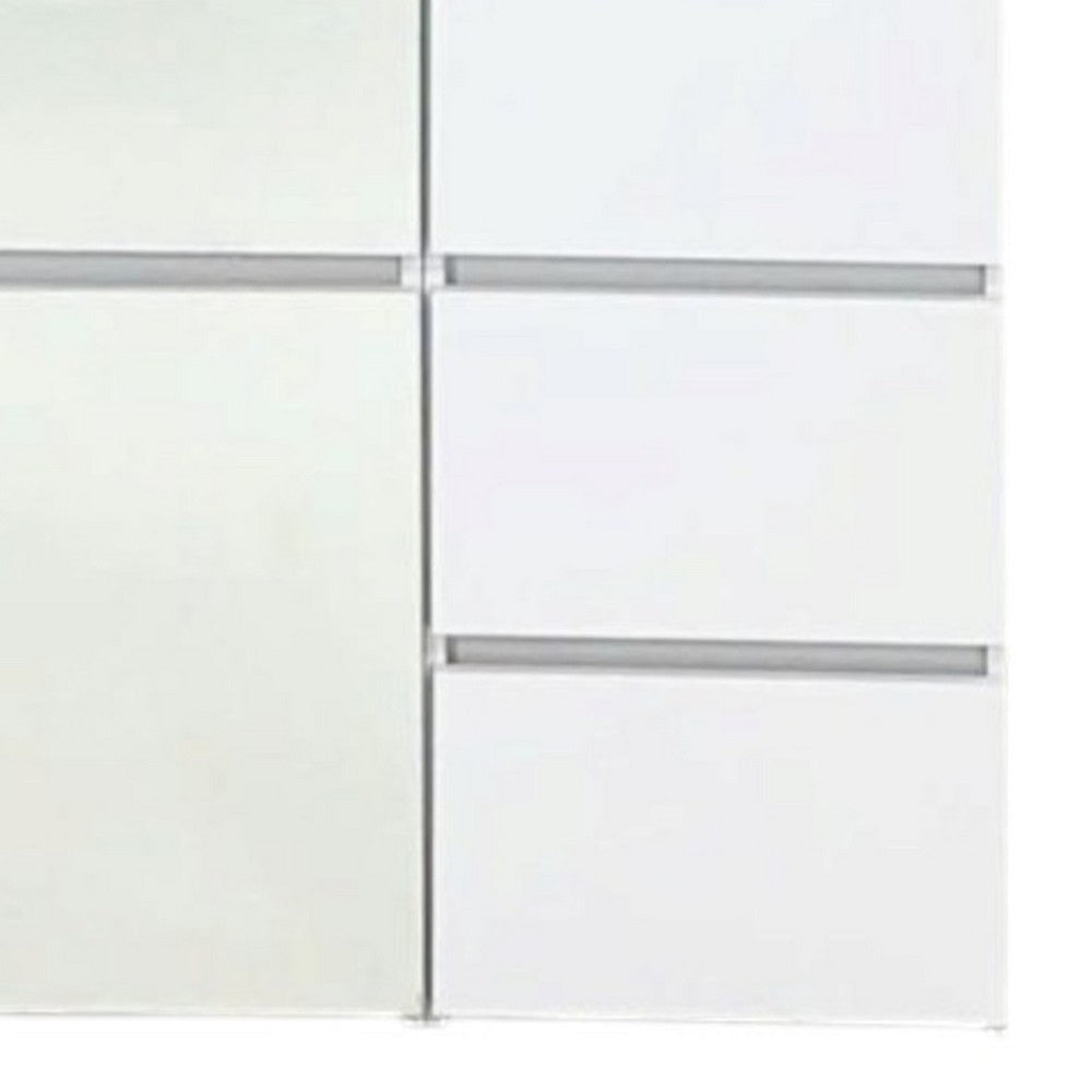 Ely Closet Cabinet Set | 2 Mirror Doors | 8 Drawers | 71’’ | White Wood BM337108