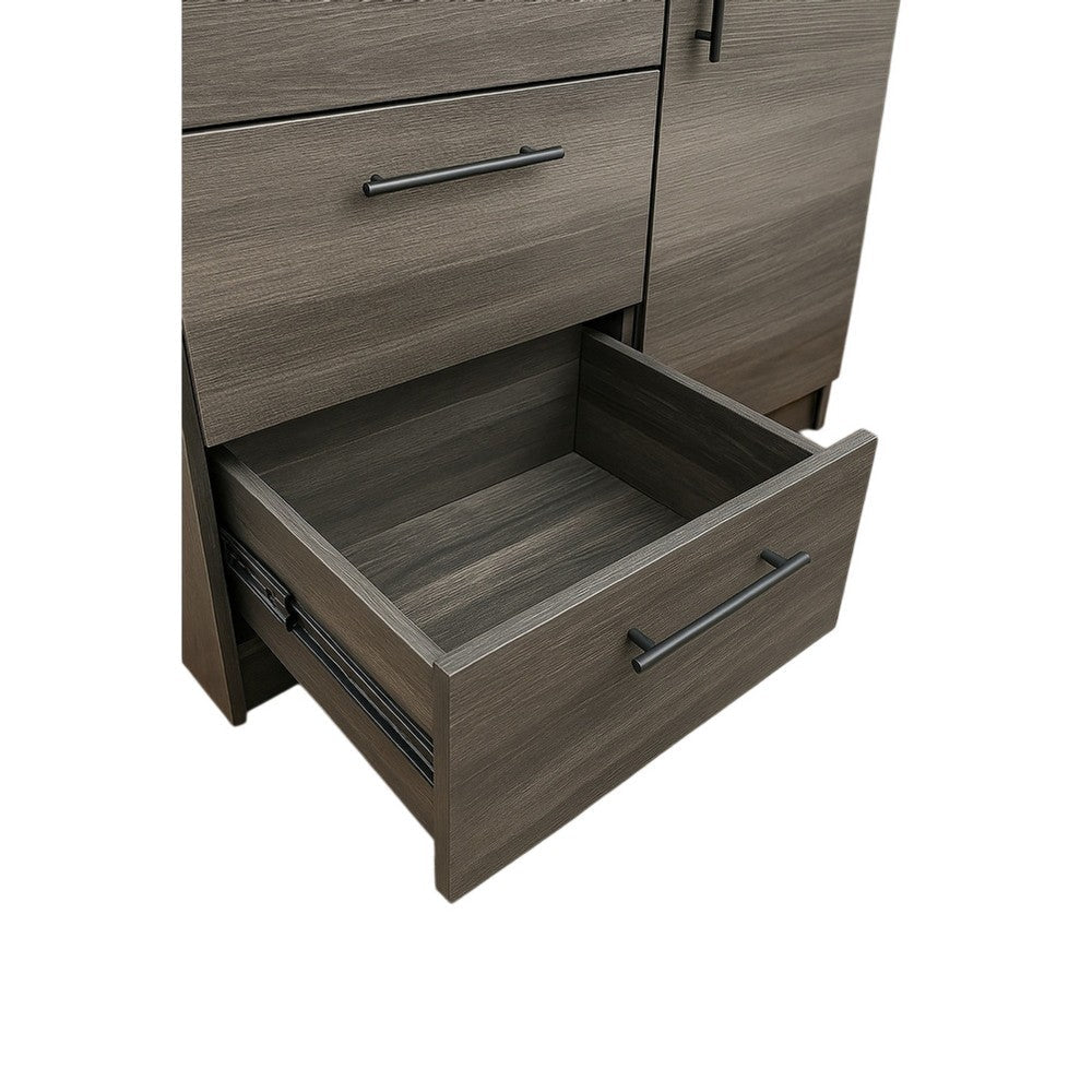 Roby Large Dresser Chest | 4 Drawers w Cabinet | 47’’ | Dark Gray