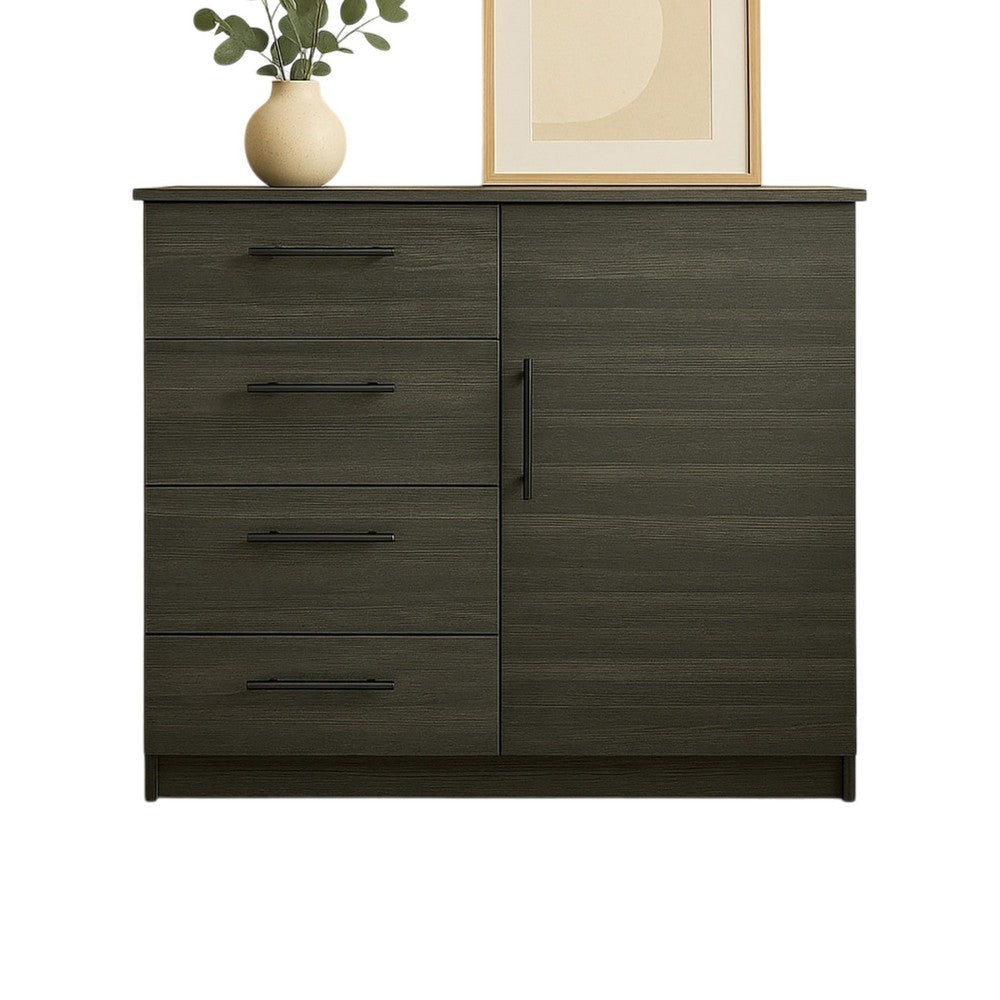 Roby Large Dresser Chest | 4 Drawers w Cabinet | 47" | Dark Gray