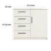 Roby Large Dresser Chest | 4 Drawers w Cabinet | 47’’ | White Melamine
